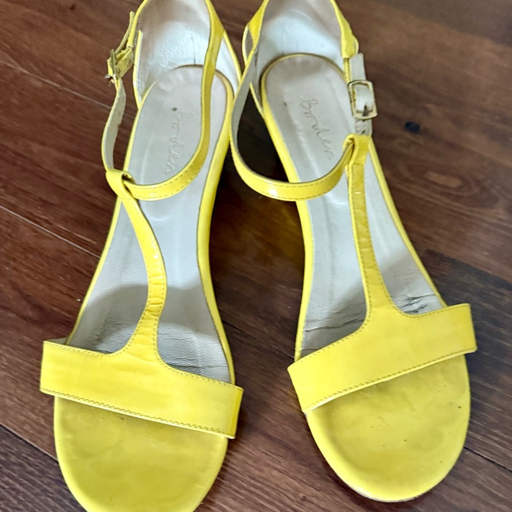 Boden Bright Yellow T-Strap Sandals